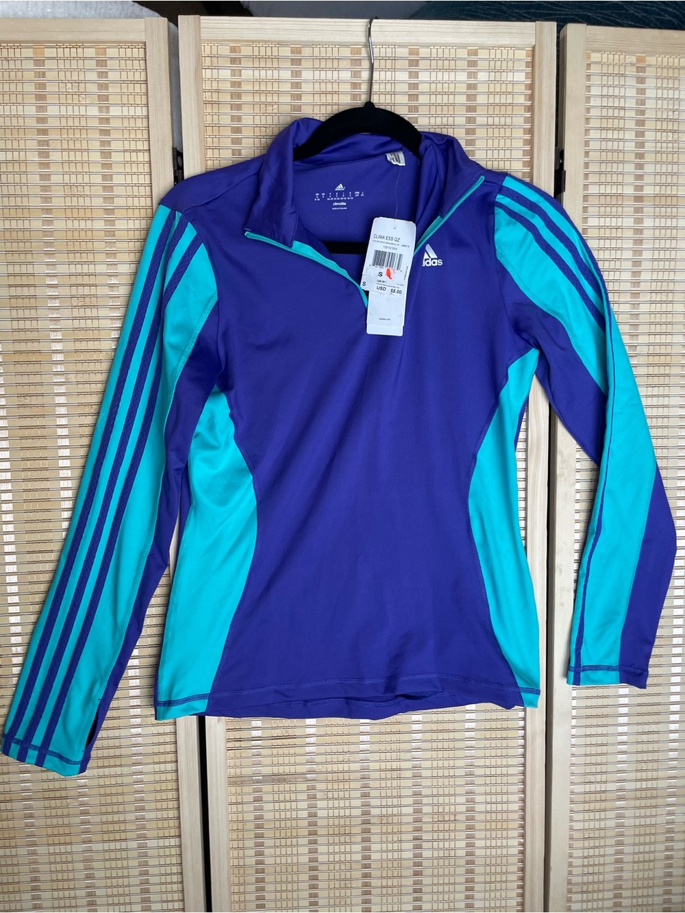 adidas Purple and Teal Long-Sleeve Swim Top